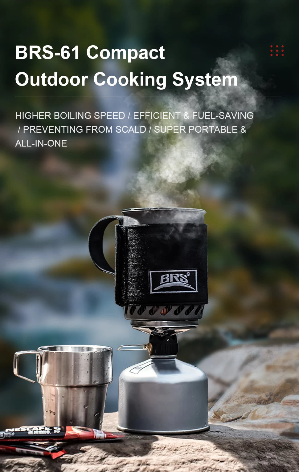 BRS 61 Camping Integrated Heat Collecting Pot Burner - Stove System