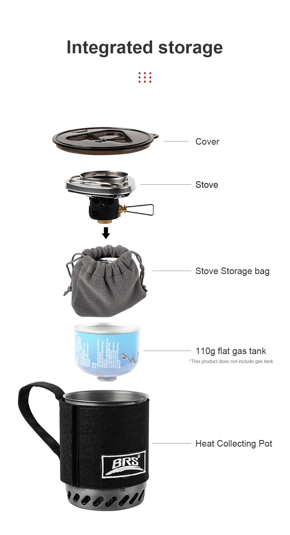 BRS 61 Camping Integrated Heat Collecting Pot Burner - Stove System